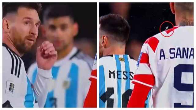 Momento del encontronazo de Leo Messi.