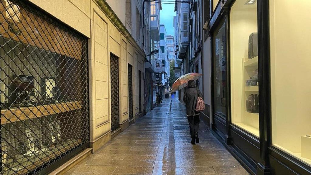 Una jornada de lluvia en A Coruña.