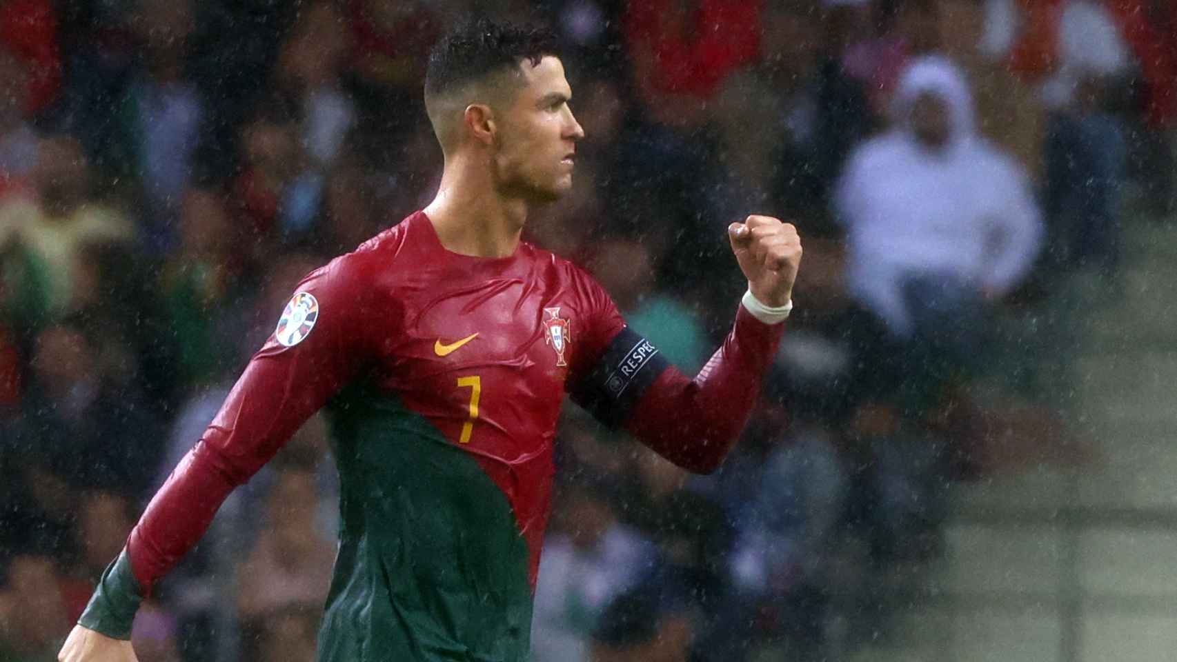 Cristiano Ronaldo celebra un gol con Portugal.