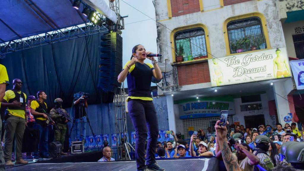 Luisa González, durante su cierre de campaña