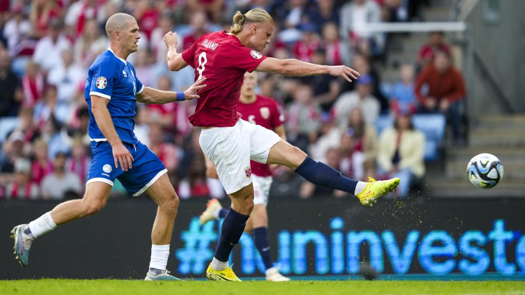 Haaland, durante un partido con Noruega