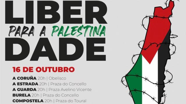 Concentración Liberdade a Palestina convocada en 15 municipios de Galicia