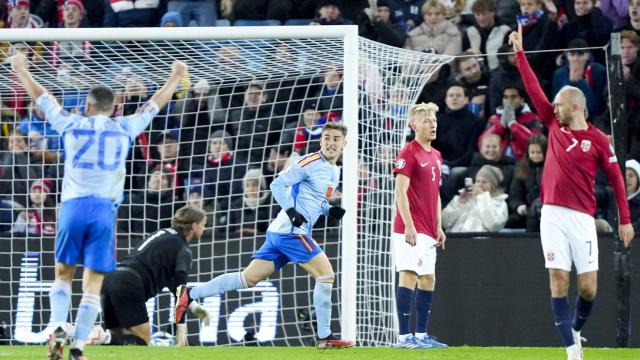 Gavi celebra un gol ante Noruega en el último partido de la Selección Española.