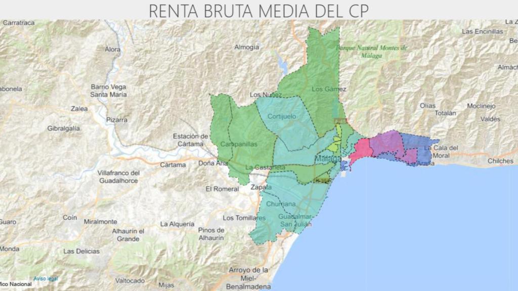 Distribución de la renta por distritos censales.