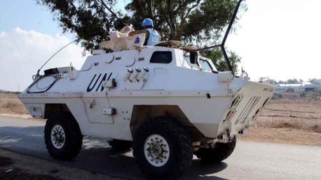 Carro blindado de la misión de paz de la ONU en Líbano