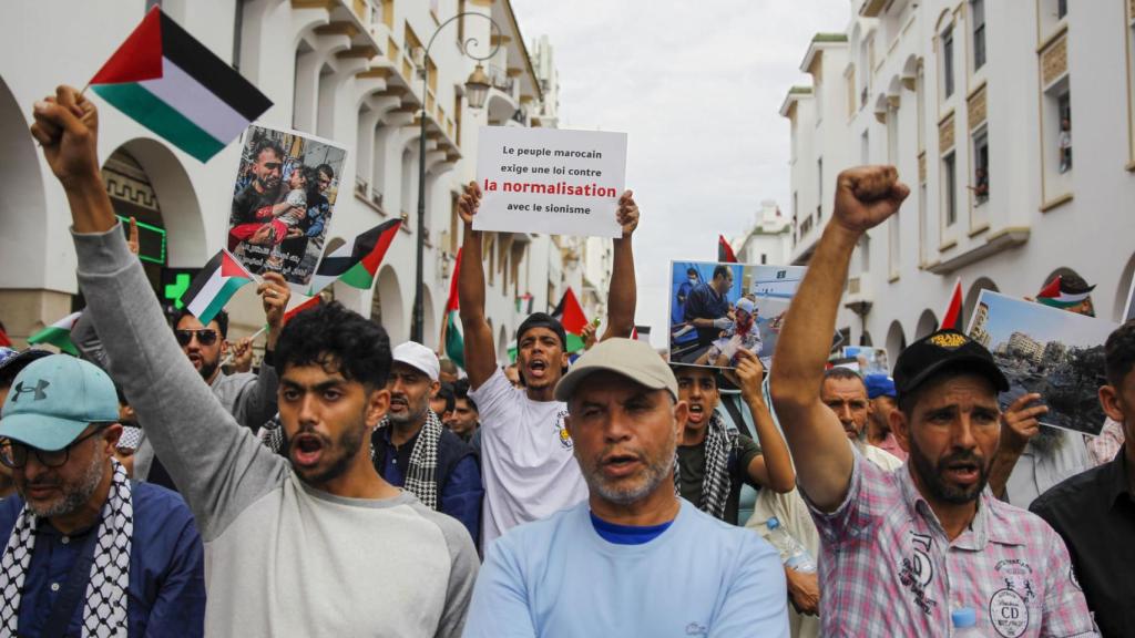 Imagen de la manifestación en las calles de Rabat.