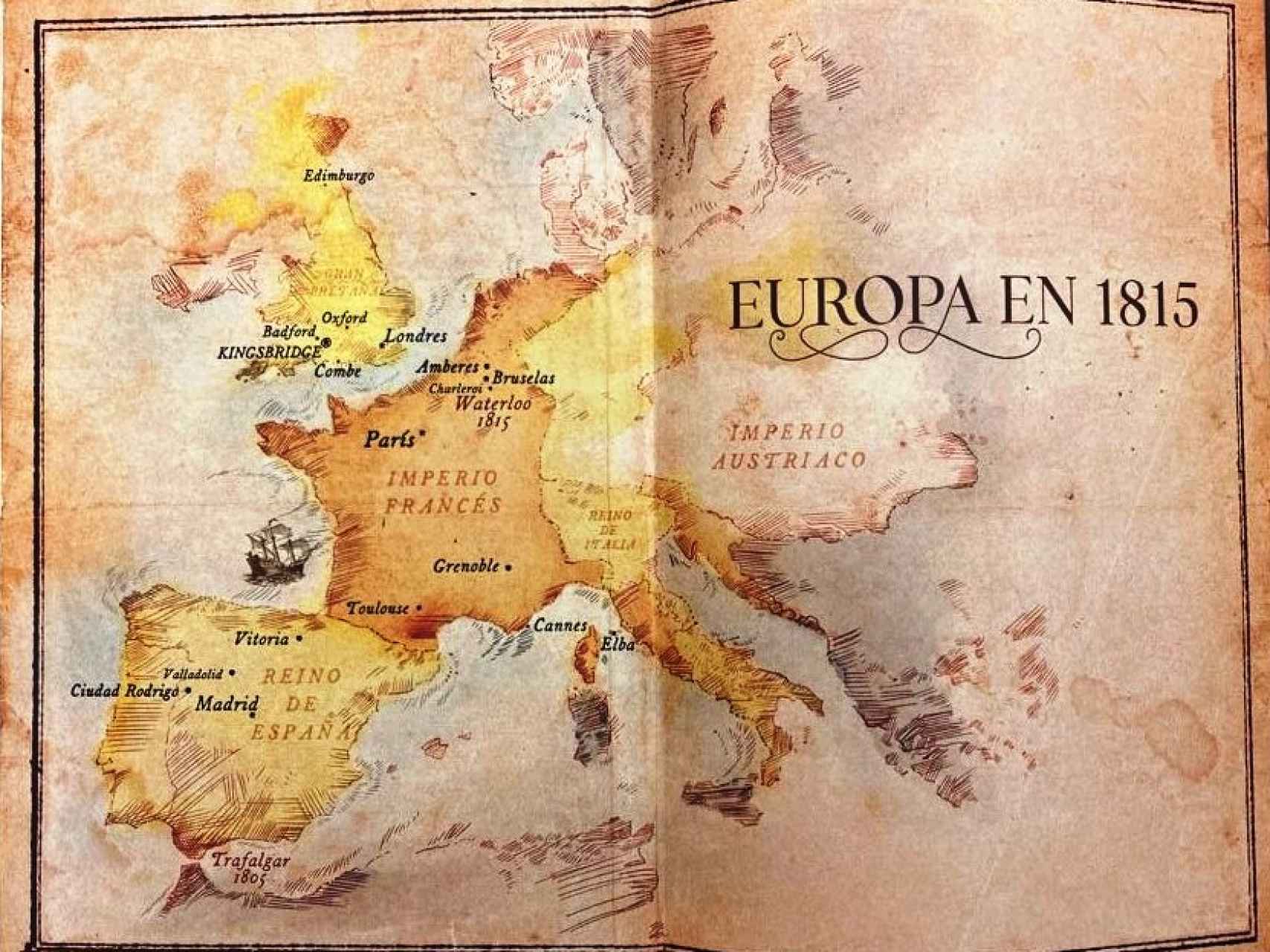 Un mapa de Europa en el 1815