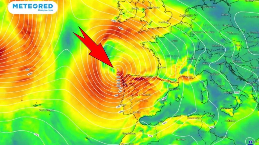 La llegada de la primera de las borrascas por el noroeste peninsular. Meteored.