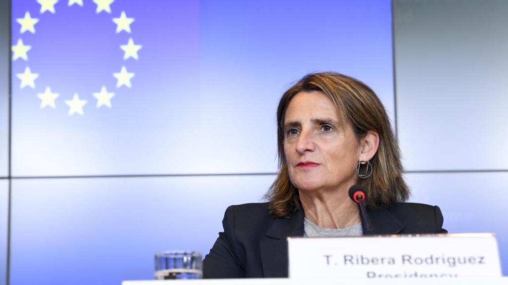 La vicepresidenta tercera, Teresa Ribera, durante la rueda de prensa en Luxemburgo en octubre.