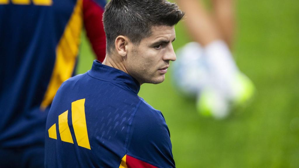 Álvaro Morata, durante un entrenamiento con la Selección.