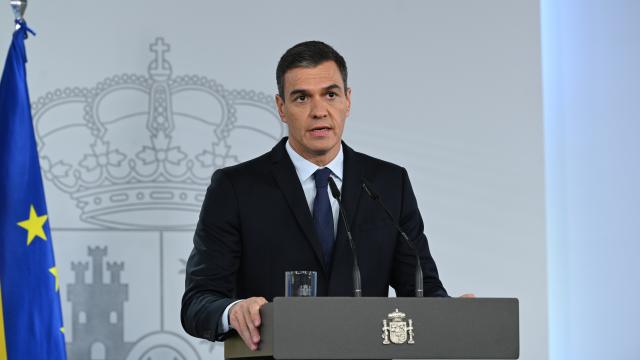 Sánchez, este martes en la Moncloa, tras la reunión del Consejo Europeo extraordinario.