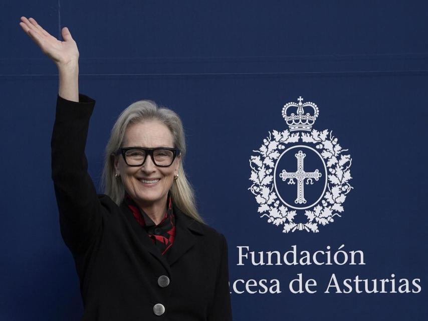 Meryl Streep en su recibimiento oficial como ganadora de un  Premio Princesa de Asturias.