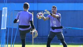 Alfonso Herrero durante un entrenamiento del Málaga CF