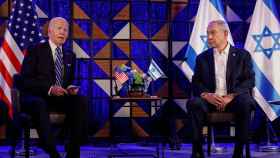 El presidente de Estados Unidos, Joe Biden, y el primer ministro israelí, Benjamin Netanyahu, reunidos este miércoles en Tel Aviv.