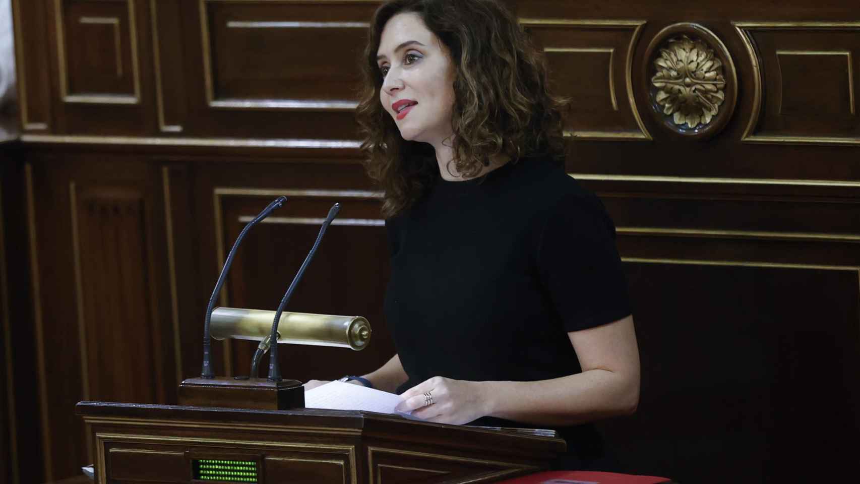 La presidenta de la Comunidad de Madrid, Isabel Díaz Ayuso, en el Senado.