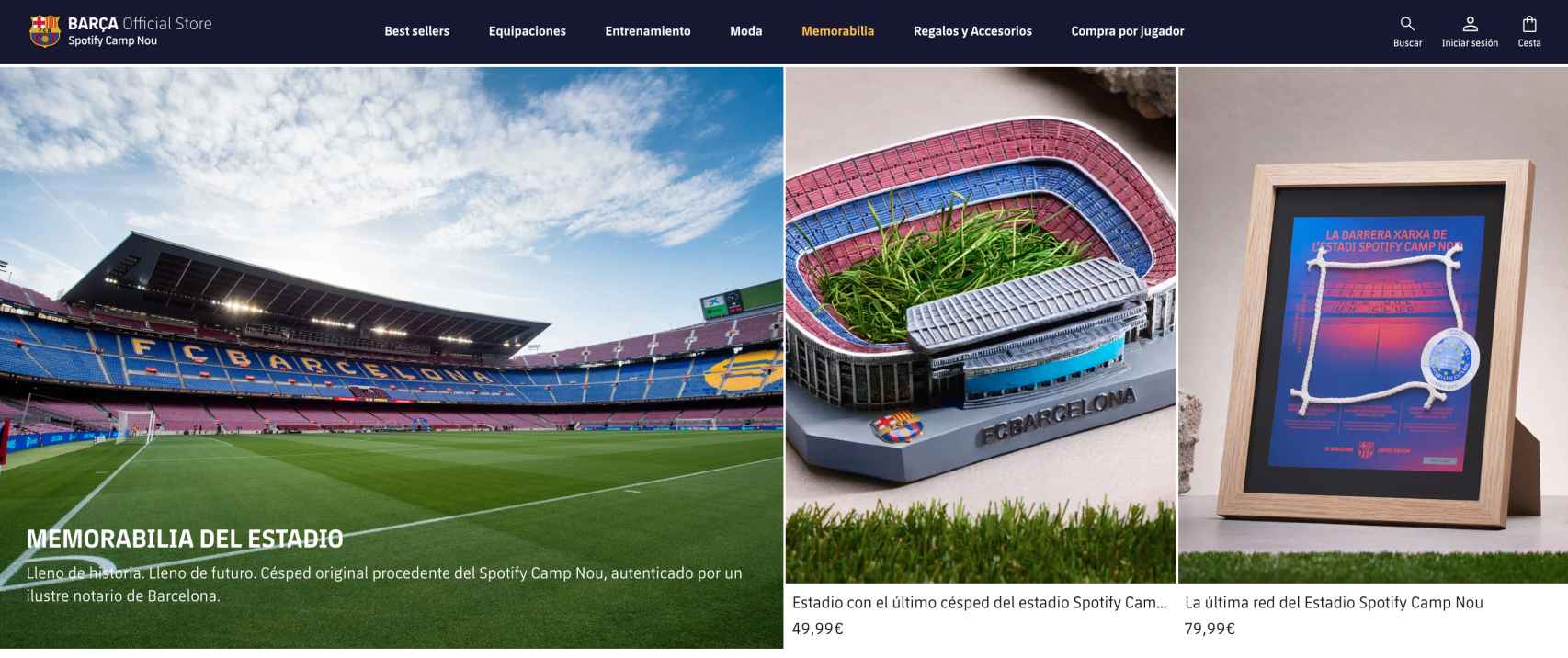 Captura de la tienda online del FC Barcelona