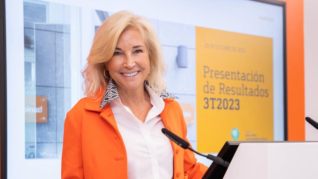 María Dolores Dancausa, consejera delegada de Bankinter, durante la presentación de resultados del tercer trimestre de 2023, celebrada el jueves.