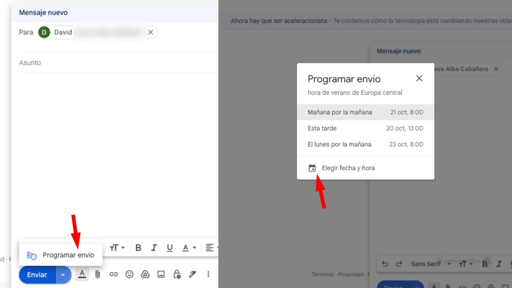 Programar envío en Gmail