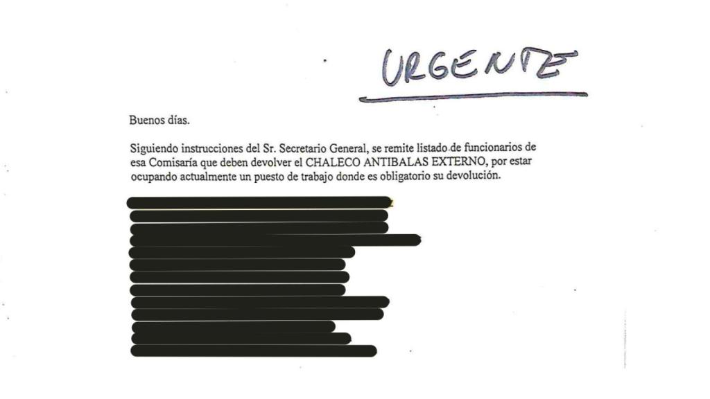 Comunicación remitida a los agentes.