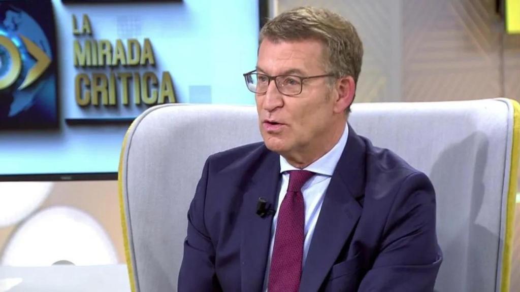 El líder del PP, Alberto Núñez Feijóo, este viernes en Telecinco.