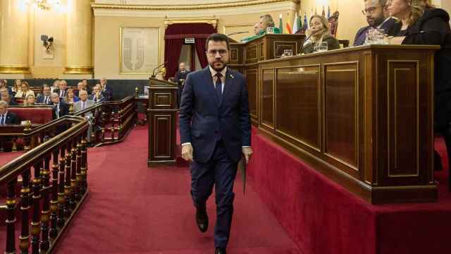 Pere Aragonès, tras intervenir el pasado jueves en el Senado para defender la amnistía y el referéndum de autodeterminación de Cataluña./