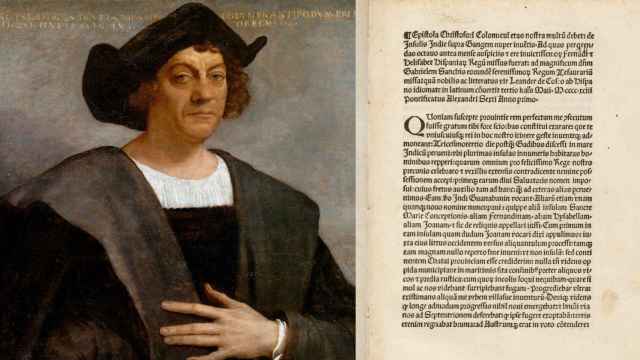 Supuesto retrato de Cristóbal Colón pintado por Sebastiano del Piombo y la carta subastada.