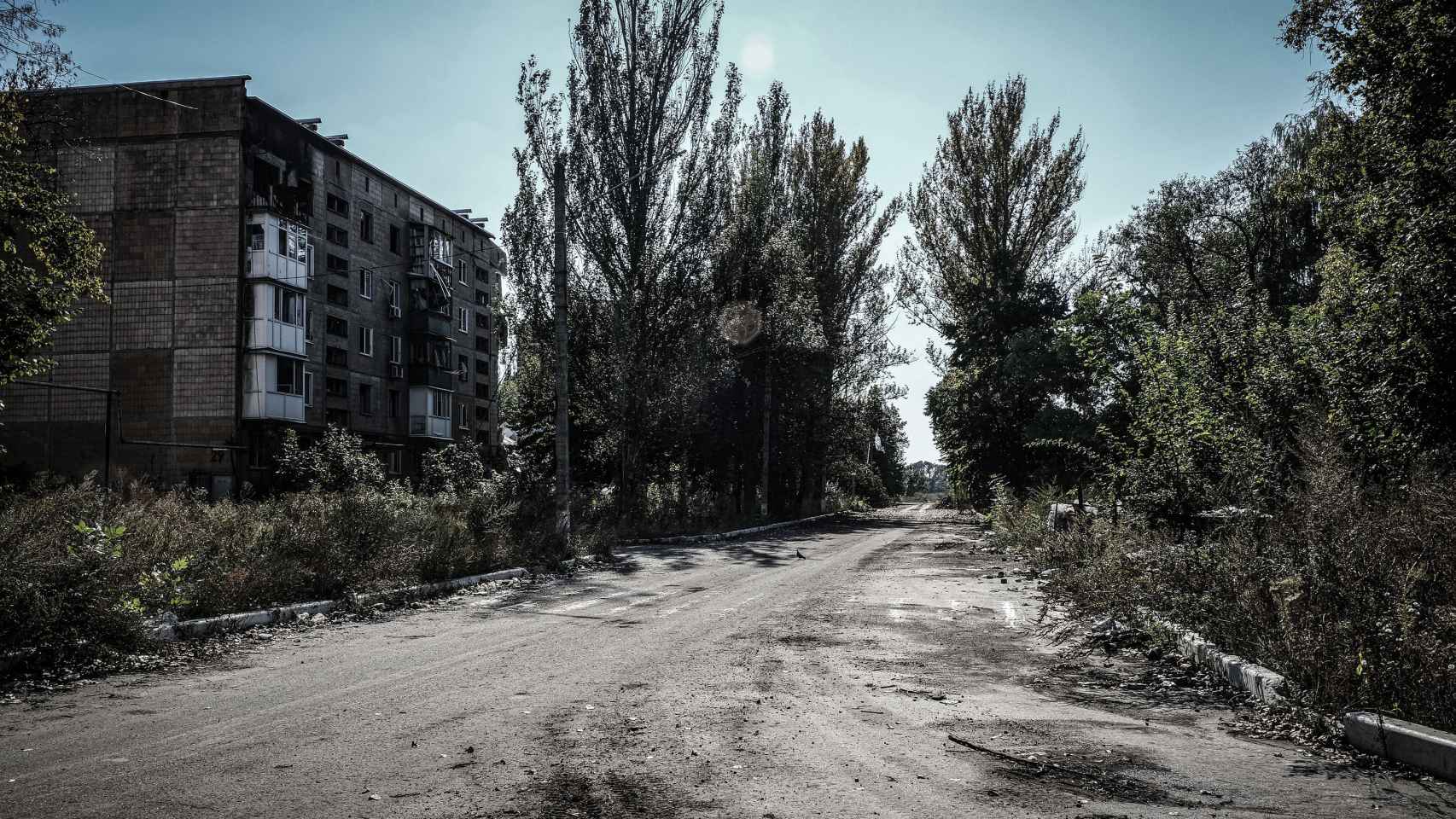 Imagen de una de las calles de Avdiivka, donde el 5% de la población no quiere evacuar.