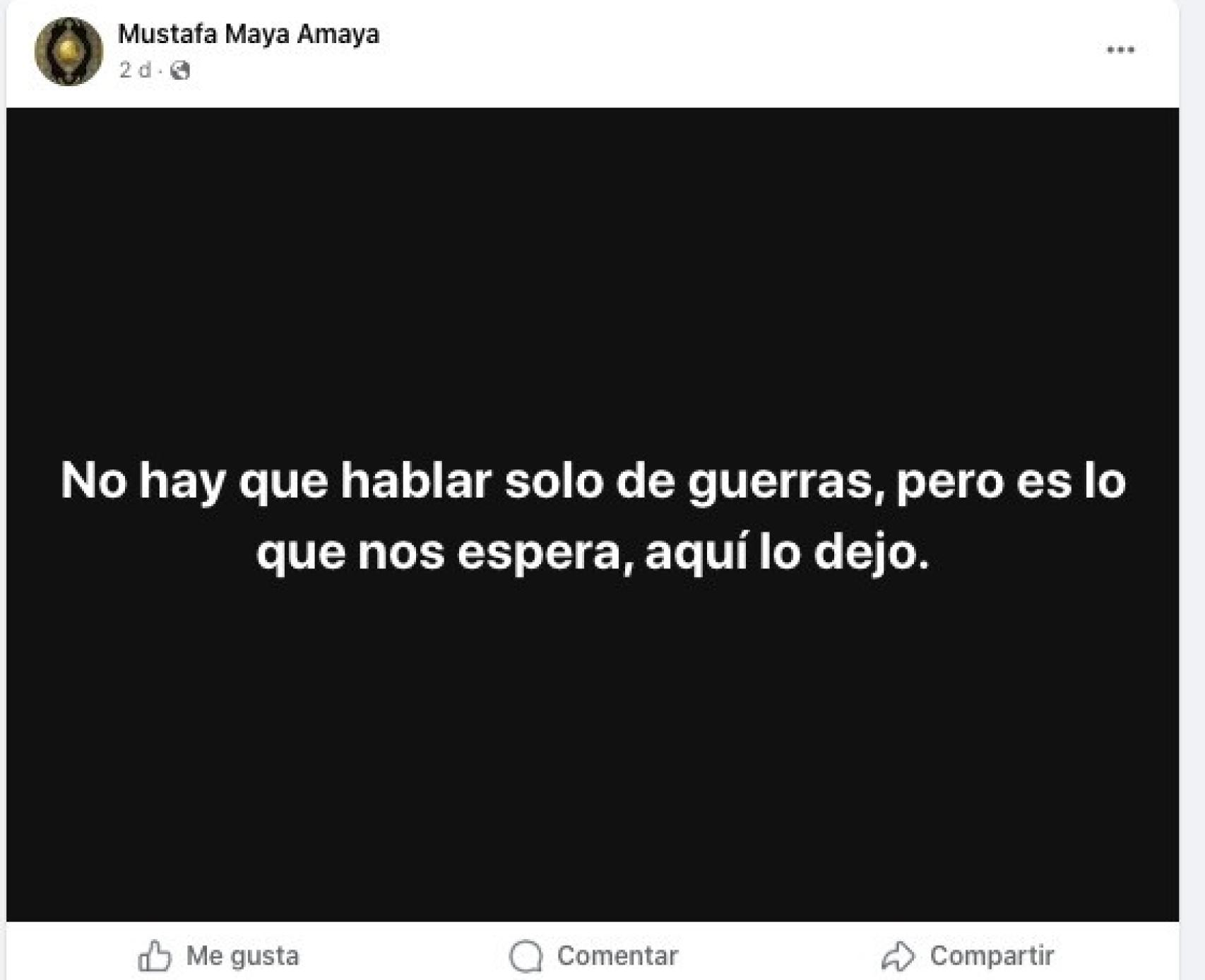 La publicación de Maya Amaya en sus redes sociales.