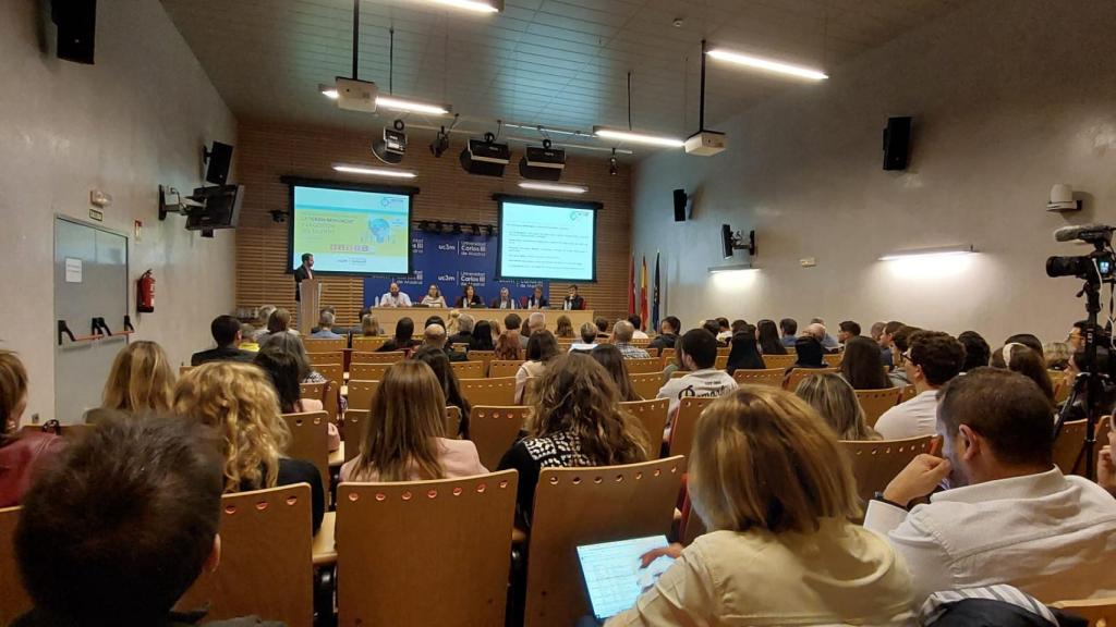 Imagen de la mesa redonda sobre la 'gran renuncia' y la gestión del talento en el ámbito de la innovación, organizada por el Parque Científico y Tecnológico de la UC3M y la asociación Leganés Tecnológico.