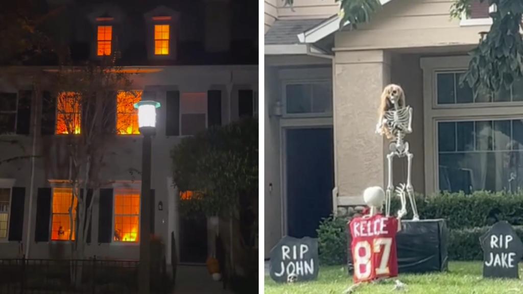 La casa con el falso fuego en las ventanas y el homenaje a Swift.