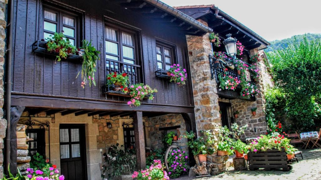 Algunas de las casas que pueden verde en Bárcena Mayor.