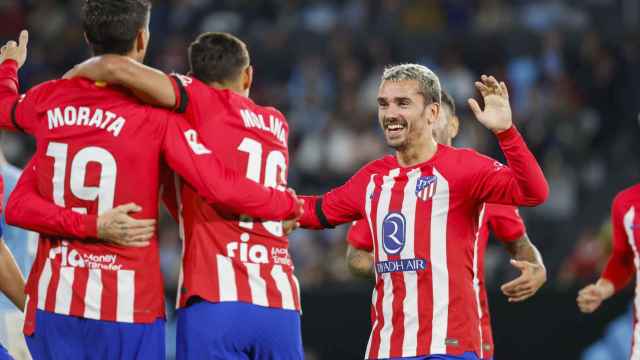 Los jugadores del Atlético de Madrid celebran un gol frente al Celta