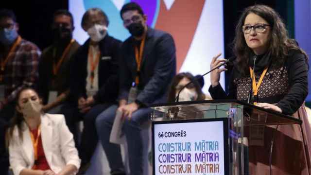 Mónica Oltra durante su intervención en el sexto Congreso General de Iniciativa el pasado mes de febrero de 2022.