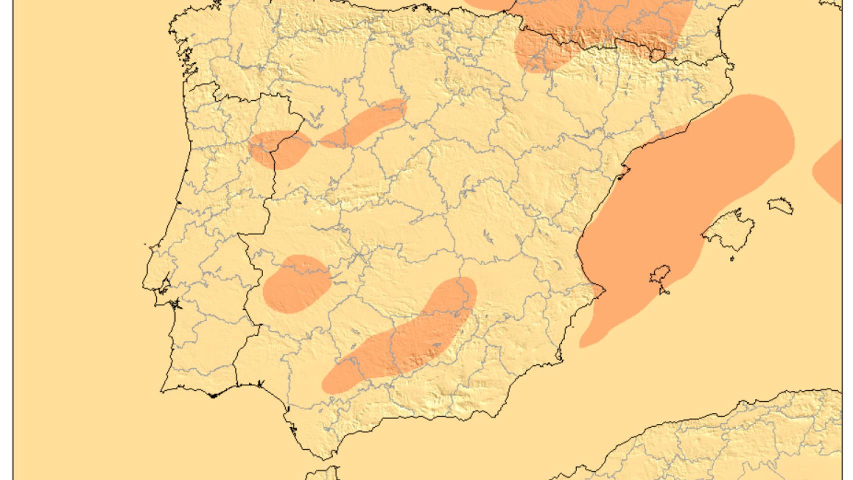 Mapa de Meteored de la previsión de temperaturas en España y Castilla y León para noviembre.