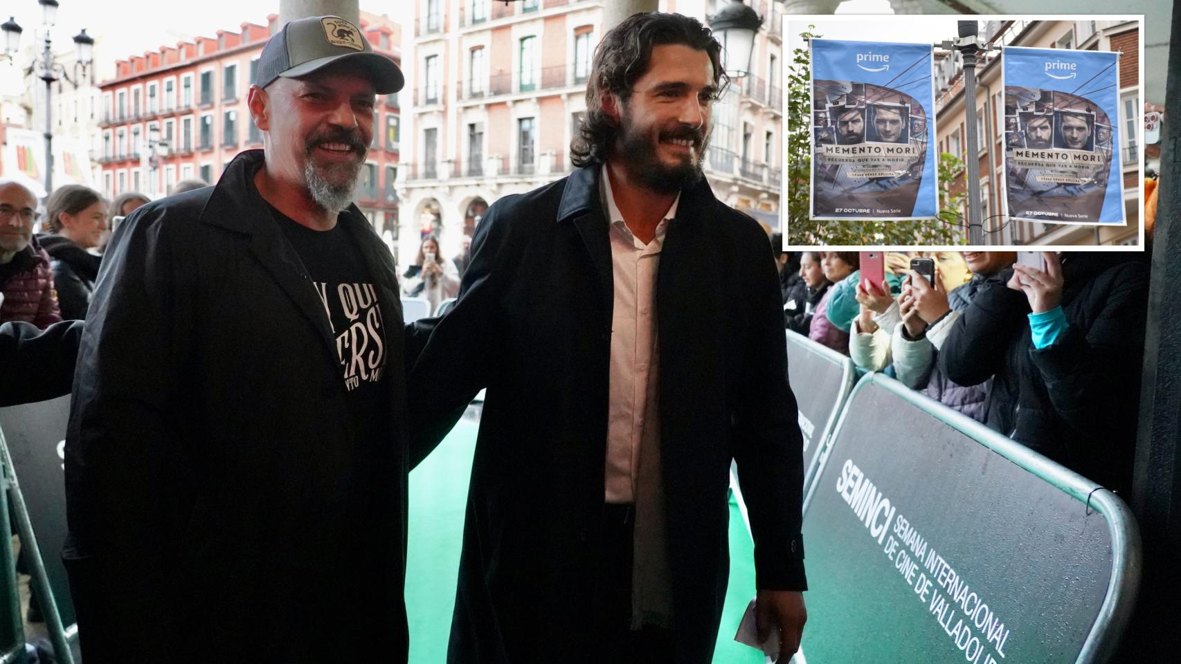 El escritor César Pérez Gellida y el actor Yon González en el estreno de 'Memento Mori' en Valladolid