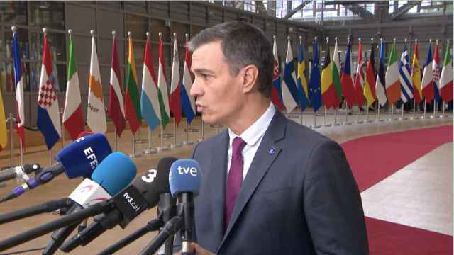El presidente del Gobierno, Pedro Sánchez, durante su comparecencia de este miércoles en Bruselas