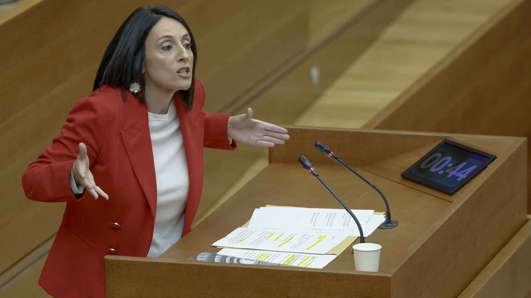 El síndica socialista, Rebeca Torró, interviene en la sesión de control en Les Corts