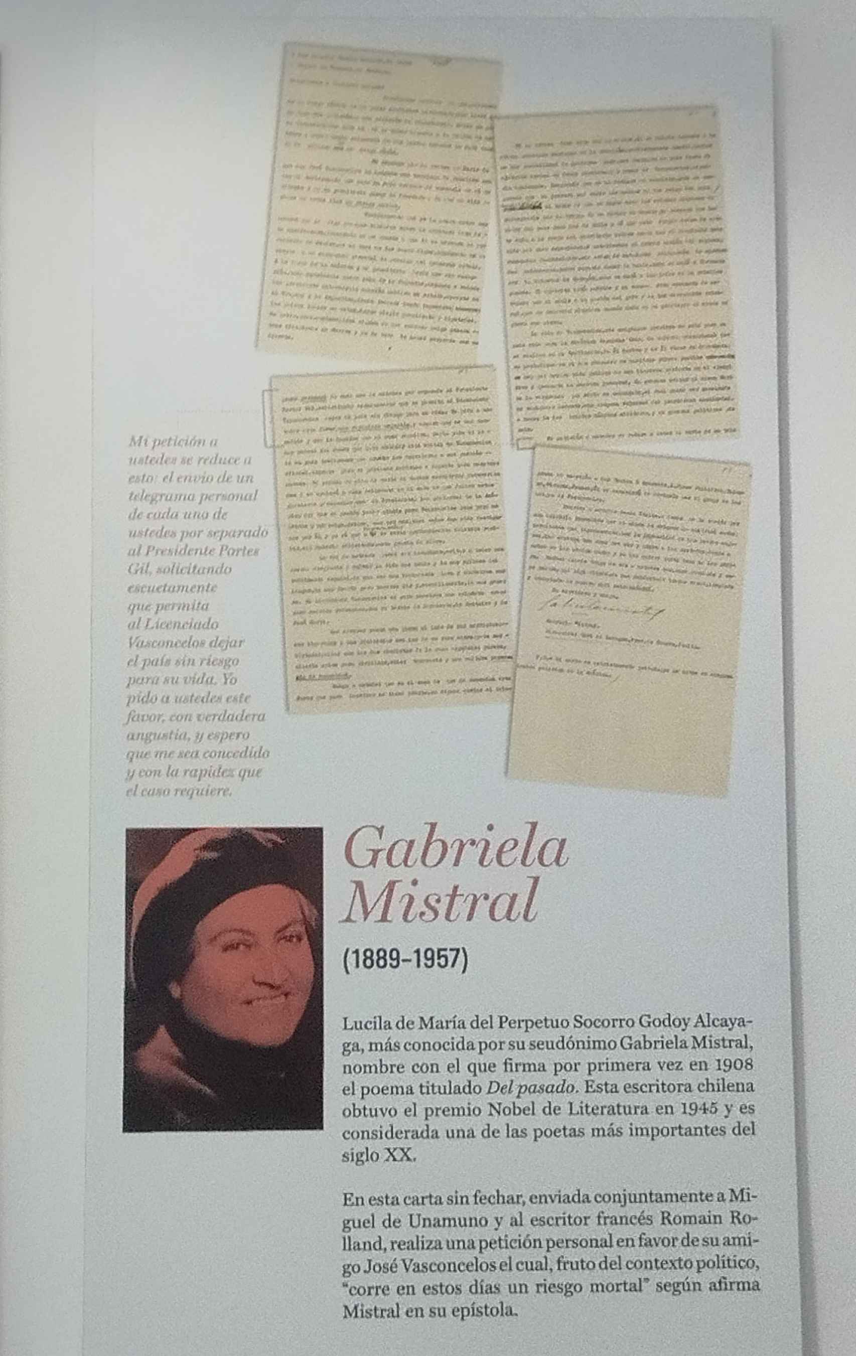 Carta de la poeta Gabriela Mistral a Miguel de Unamuno