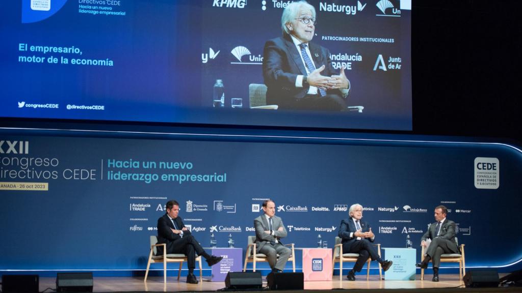 Gerardo Cuerva (Cepyme), Javier González de Lara (Confederación de Empresarios de Andalucía), Josep Sánchez Llibre (Fomento de Trabajo Nacional) y Antonio Castro (TRADE)