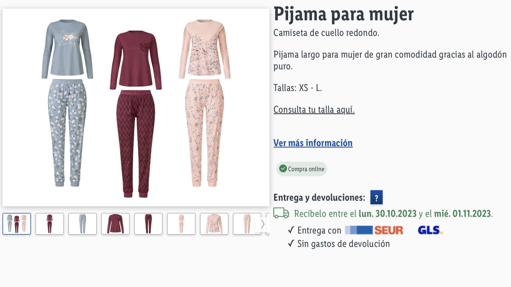Pijama para mujer.