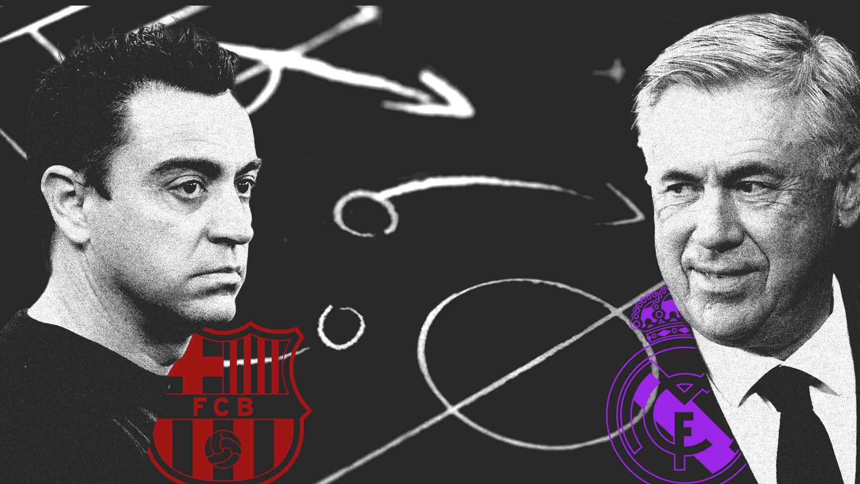 Xavi Hernández y Carlo Ancelotti, en un fotomontaje