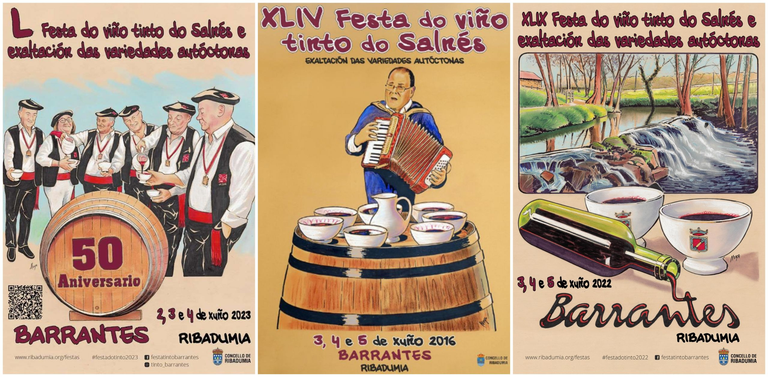Carteles de Pepe Noya para la Festa do Viño Tinto do Salnés.