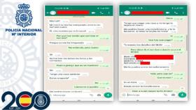 Imágenes de los mensajes que los estafadores enviaban a sus víctimas