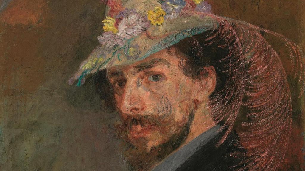 'Autorretrato  con sombrero de flores', 1883, de James Ensor. Imagen: Colección Mu ZEE / Hugo Maertens