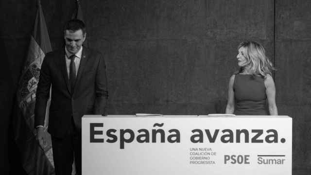 El presidente del Gobierno en funciones, Pedro Sánchez y la líder de Sumar y vicepresidenta segunda del Gobierno y ministra de Trabajo en funciones, Yolanda Díaz.