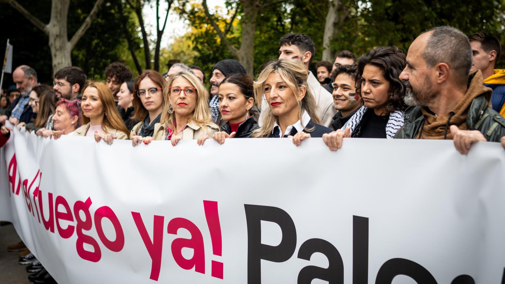 Yolanda Díaz en la manifestación de apoyo al pueblo palestino