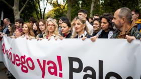 Yolanda Díaz en la manifestación de apoyo al pueblo palestino