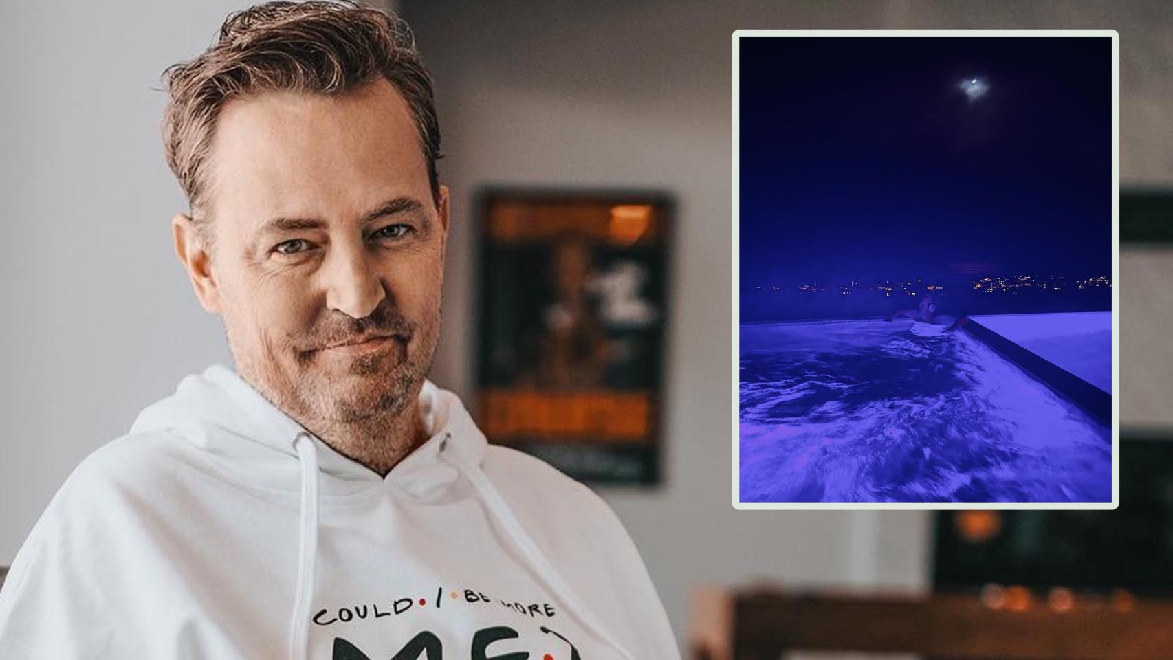 El actor Matthew Perry en un montaje de EL ESPAÑOL junto a la fotografía que posteó hace seis días en su Instagram.