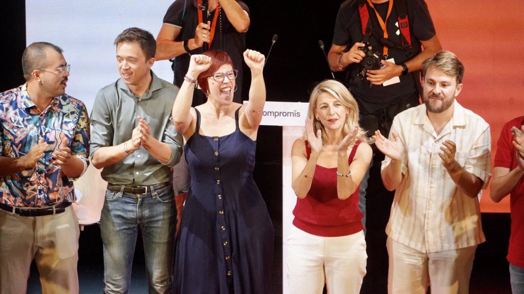 Àgueda Micó y Yolanda Díaz durante la campaña de las últimas elecciones generales.