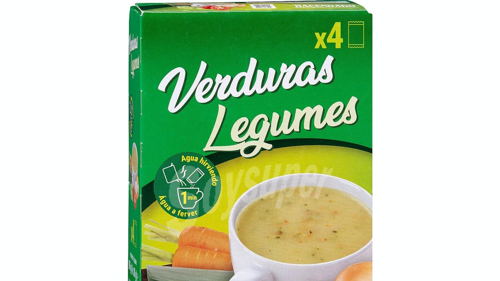 Sopa de verduras y legumbres de Mercadona.